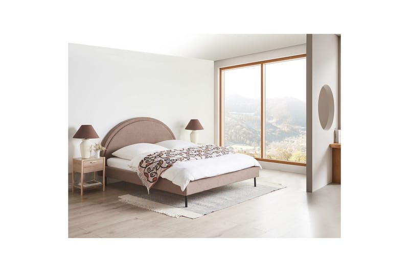 Seng med lamelramme Margut - Taupe/Bouclé, 160x200 cm - Møbler - Senge - Sengeramme & sengestel