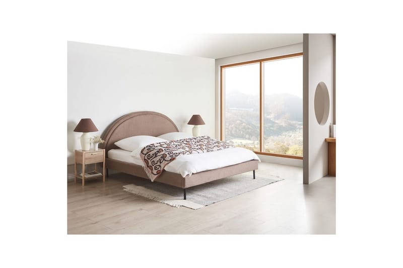 Seng med lamelramme Margut - Taupe/Bouclé, 180x200 cm - Møbler - Senge - Sengeramme & sengestel