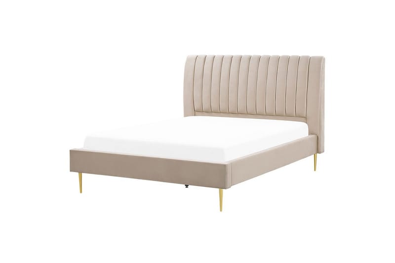 Seng med lamelramme Marville - Beige, guld, 160x200 cm - Møbler - Senge - Sengeramme & sengestel