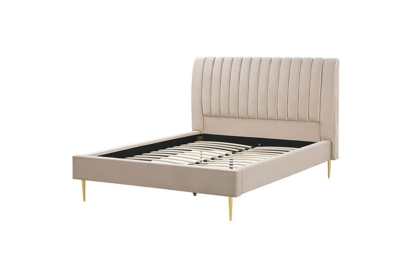 Seng med lamelramme Marville - Beige, guld, 160x200 cm - Møbler - Senge - Sengeramme & sengestel
