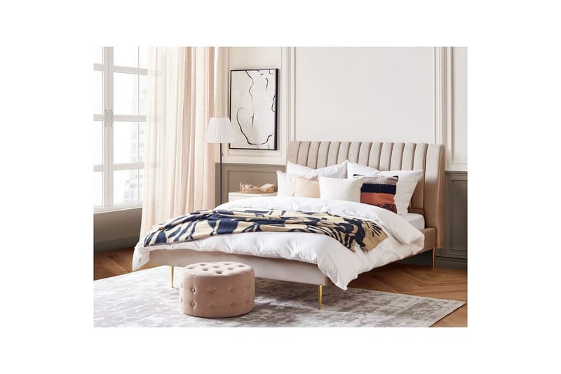 Seng med lamelramme Marville - Beige, guld, 180x200 cm - Møbler - Senge - Sengeramme & sengestel