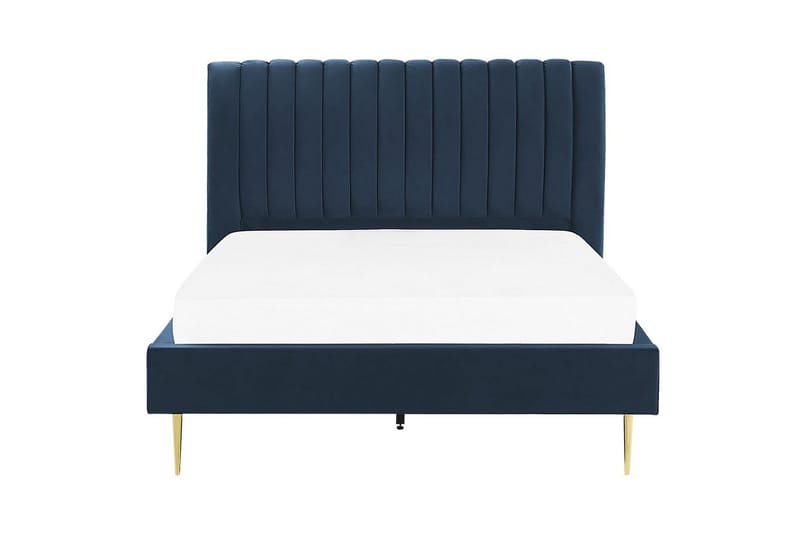 Seng med lamelramme Marville - Blå, guld, 140x200 cm - Møbler - Senge - Sengeramme & sengestel