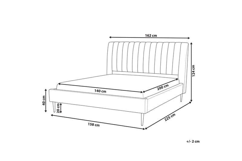 Seng med lamelramme Marville - Grå, guld, 140x200 cm - Møbler - Senge - Sengeramme & sengestel
