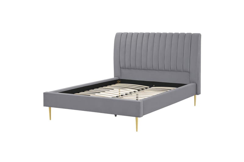 Seng med lamelramme Marville - Grå, guld, 140x200 cm - Møbler - Senge - Sengeramme & sengestel