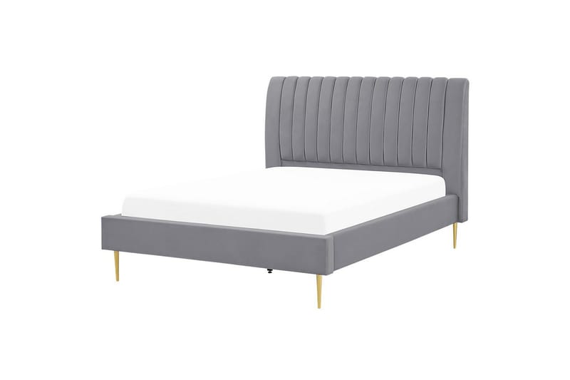 Seng med lamelramme Marville - Grå, guld, 140x200 cm - Møbler - Senge - Sengeramme & sengestel