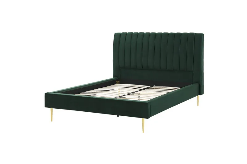 Seng med lamelramme Marville, Grøn, guld, 140x200 cm