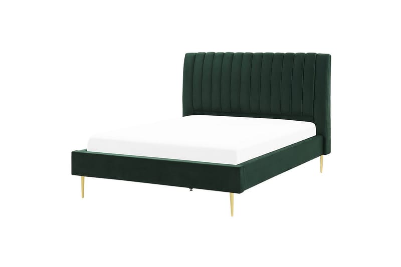 Seng med lamelramme Marville - Grøn, guld, 140x200 cm - Møbler - Senge - Sengeramme & sengestel