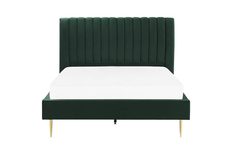 Seng med lamelramme Marville - Grøn, guld, 140x200 cm - Møbler - Senge - Sengeramme & sengestel