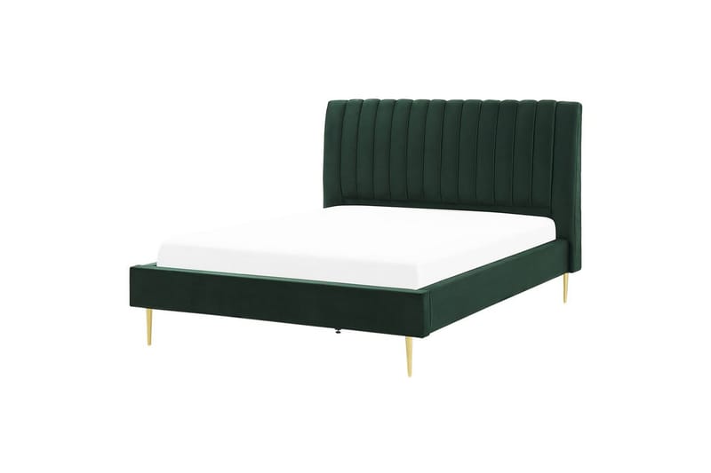 Seng med lamelramme Marville - Grøn, guld, 160x200 cm - Møbler - Senge - Sengeramme & sengestel