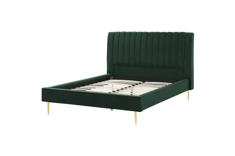 Seng med lamelramme Marville, Grøn, guld, 160x200 cm