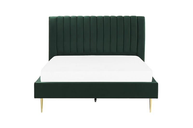 Seng med lamelramme Marville - Grøn, guld, 160x200 cm - Møbler - Senge - Sengeramme & sengestel