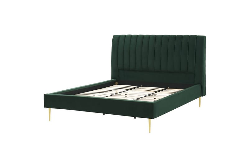 Seng med lamelramme Marville - Grøn, guld, 180x200 cm - Møbler - Senge - Sengeramme & sengestel