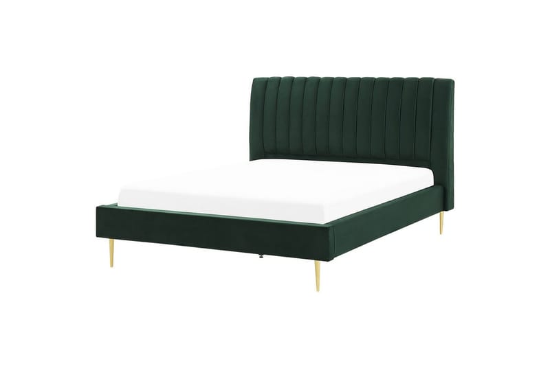 Seng med lamelramme Marville - Grøn, guld, 180x200 cm - Møbler - Senge - Sengeramme & sengestel