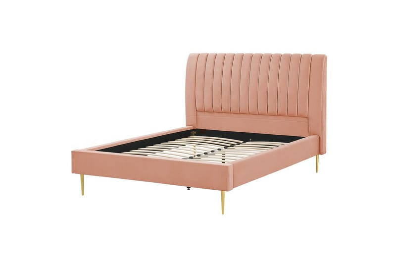 Seng med lamelramme Marville - Rosa, Guld, Rosa, guld, 140x200 cm - Møbler - Senge - Sengeramme & sengestel