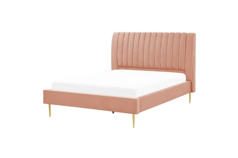 Seng med lamelramme Marville - Rosa, Guld, Rosa, guld, 140x200 cm - Møbler - Senge - Sengeramme & sengestel
