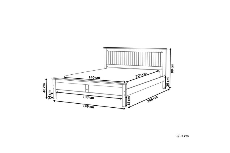 Seng med lamelramme Mayenne - Grå, 140x200 cm - Møbler - Senge - Sengeramme & sengestel