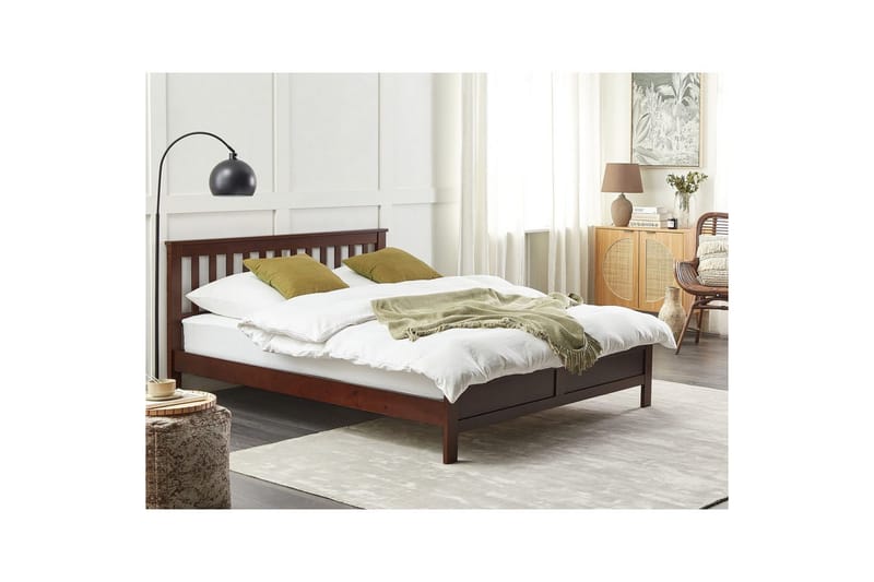 Seng med lamelramme Mayenne - Mørkt træ, 160x200 cm - Møbler - Senge - Sengeramme & sengestel
