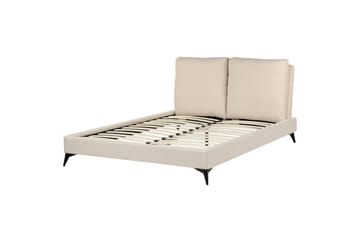 Seng med lamelramme Melle - Beige/Bouclé, Beige/bouclé, Beige/Boucléstof, 140x200 cm - Møbler - Senge - Sengeramme & sengestel