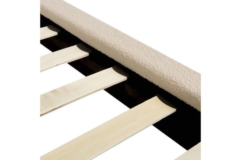 Seng med lamelramme Melle - Beige/Bouclé, Beige/bouclé, Beige/Boucléstof, 160x200 cm - Møbler - Senge - Sengeramme & sengestel