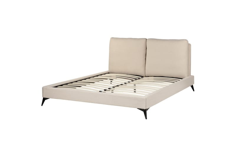 Seng med lamelramme Melle, Beige/Bouclé, Beige/bouclé, Beige/Boucléstof, 160x200 cm
