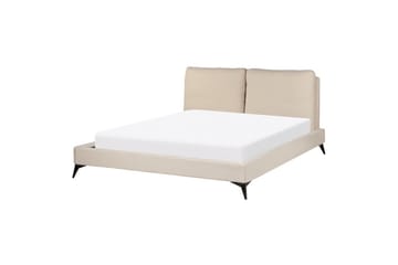 Seng med lamelramme Melle - Beige/Bouclé, Beige/bouclé, Beige/Boucléstof, 160x200 cm - Møbler - Senge - Sengeramme & sengestel