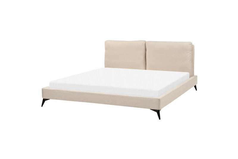 Seng med lamelramme Melle - Beige/Bouclé, Beige/bouclé, Beige/Boucléstof, 180x200 cm - Møbler - Senge - Sengeramme & sengestel