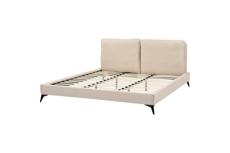 Seng med lamelramme Melle, Beige/Bouclé, Beige/bouclé, Beige/Boucléstof, 180x200 cm