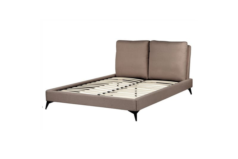 Seng med lamelramme Melle, Brun, Sort/Bouclé, 140x200 cm