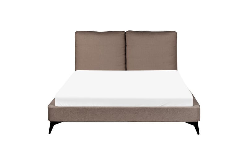 Seng med lamelramme Melle - Brun, Sort/Bouclé, 140x200 cm - Møbler - Senge - Sengeramme & sengestel