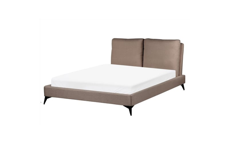 Seng med lamelramme Melle - Brun, Sort/Bouclé, 140x200 cm - Møbler - Senge - Sengeramme & sengestel