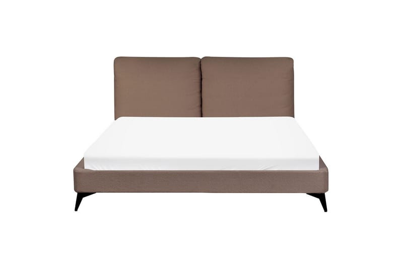 Seng med lamelramme Melle - Brun, Sort/Bouclé, 160x200 cm - Møbler - Senge - Sengeramme & sengestel