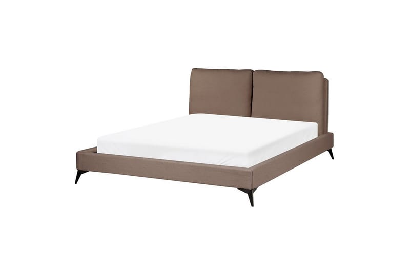 Seng med lamelramme Melle - Brun, Sort/Bouclé, 160x200 cm - Møbler - Senge - Sengeramme & sengestel