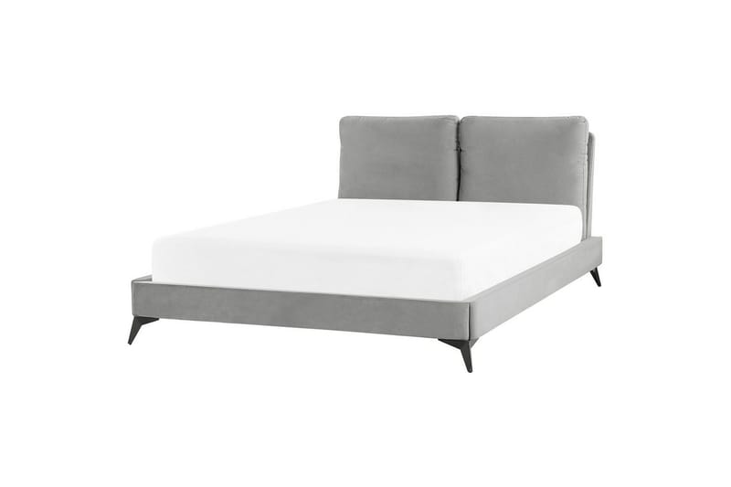 Seng med lamelramme Melle - Grå, sort/Fløjl, 140x200 cm - Møbler - Senge - Sengeramme & sengestel
