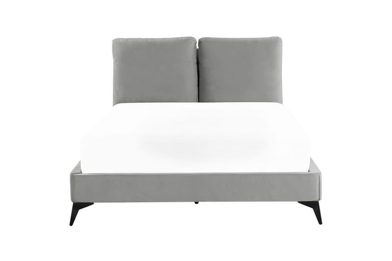 Seng med lamelramme Melle - Grå, sort/Fløjl, 140x200 cm - Møbler - Senge - Sengeramme & sengestel