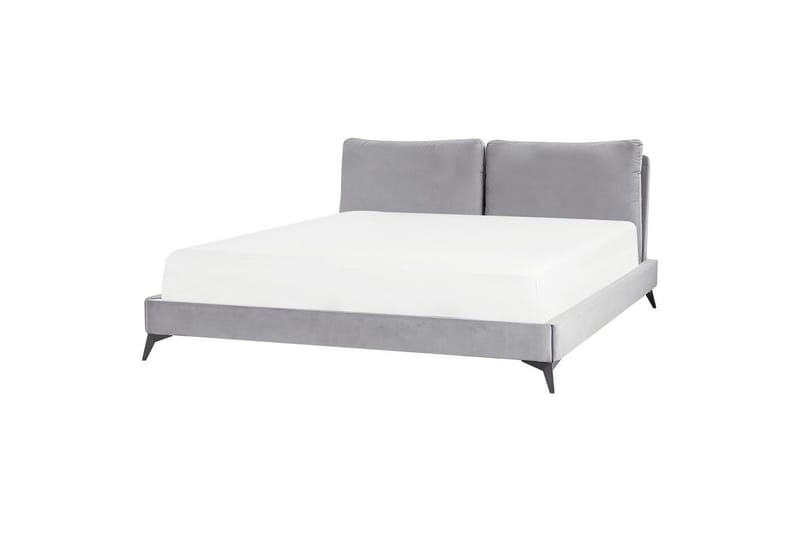 Seng med lamelramme Melle - Grå, sort/Fløjl, 180x200 cm - Møbler - Senge - Sengeramme & sengestel