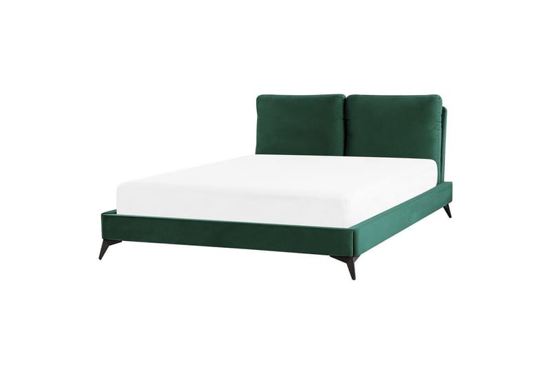 Seng med lamelramme Melle - Grøn, Sort/Velour, Grøn, sort/fløjl, Grøn, sort/Fløjl, Grøn, Sort/Fløjl, 160x200 cm - Møbler - Senge - Sengeramme & sengestel