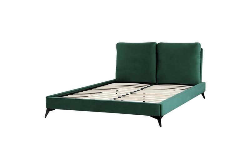 Seng med lamelramme Melle, Grøn, Sort/Velour, Grøn, sort/fløjl, Grøn, sort/Fløjl, Grøn, Sort/Fløjl, 160x200 cm