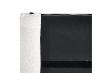 Seng med lamelramme Melle - Hvid, Sort/Bouclé, Hvid, Sort/bouclé, 140x200 cm - Møbler - Senge - Sengeramme & sengestel