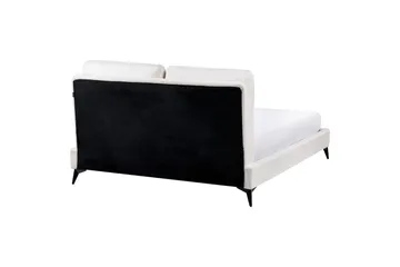 Seng med lamelramme Melle - Hvid, Sort/Bouclé, Hvid, Sort/bouclé, 140x200 cm - Møbler - Senge - Sengeramme & sengestel