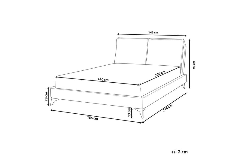 Seng med lamelramme Melle - Hvid, Sort/Bouclé, Hvid, Sort/bouclé, 140x200 cm - Møbler - Senge - Sengeramme & sengestel
