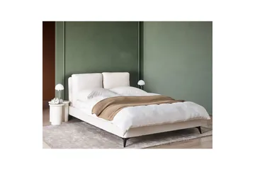 Seng med lamelramme Melle - Hvid, Sort/Bouclé, Hvid, Sort/bouclé, 140x200 cm - Møbler - Senge - Sengeramme & sengestel