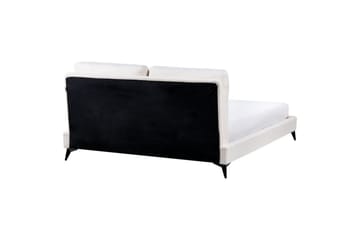 Seng med lamelramme Melle - Hvid, Sort/Bouclé, Hvid, Sort/bouclé, 160x200 cm - Møbler - Senge - Sengeramme & sengestel