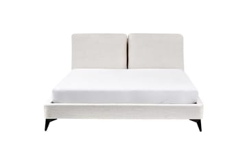 Seng med lamelramme Melle - Hvid, Sort/Bouclé, Hvid, Sort/bouclé, 160x200 cm - Møbler - Senge - Sengeramme & sengestel
