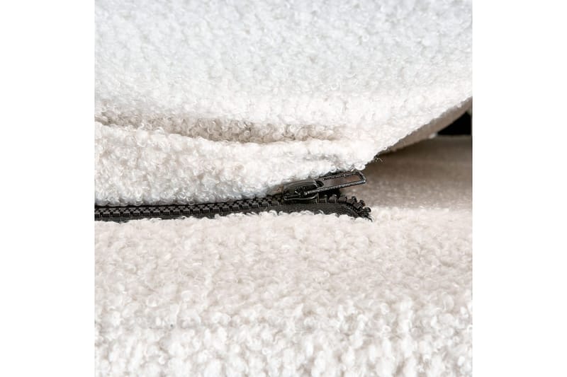 Seng med lamelramme Melle - Hvid, Sort/Bouclé, Hvid, Sort/bouclé, 160x200 cm - Møbler - Senge - Sengeramme & sengestel