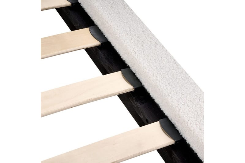 Seng med lamelramme Melle - Hvid, Sort/Bouclé, Hvid, Sort/bouclé, 180x200 cm - Møbler - Senge - Sengeramme & sengestel