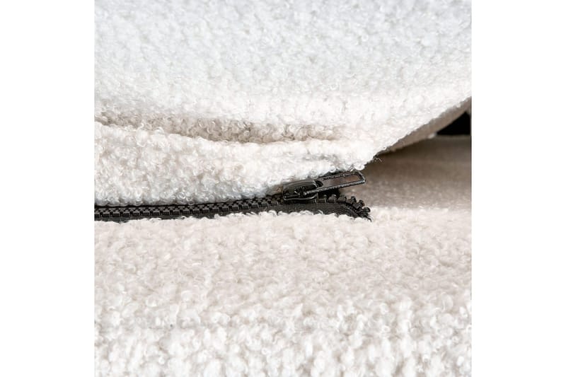 Seng med lamelramme Melle - Hvid, Sort/Bouclé, Hvid, Sort/bouclé, 180x200 cm - Møbler - Senge - Sengeramme & sengestel