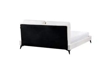 Seng med lamelramme Melle - Hvid, Sort/Bouclé, Hvid, Sort/bouclé, 180x200 cm - Møbler - Senge - Sengeramme & sengestel