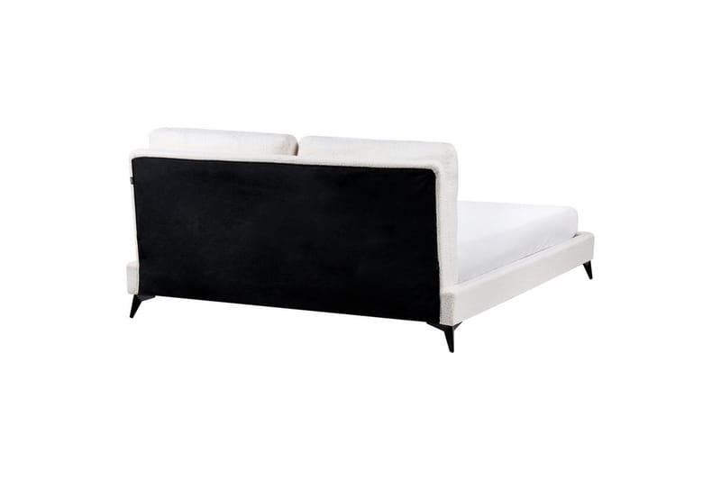Seng med lamelramme Melle - Hvid, Sort/Bouclé, Hvid, Sort/bouclé, 180x200 cm - Møbler - Senge - Sengeramme & sengestel