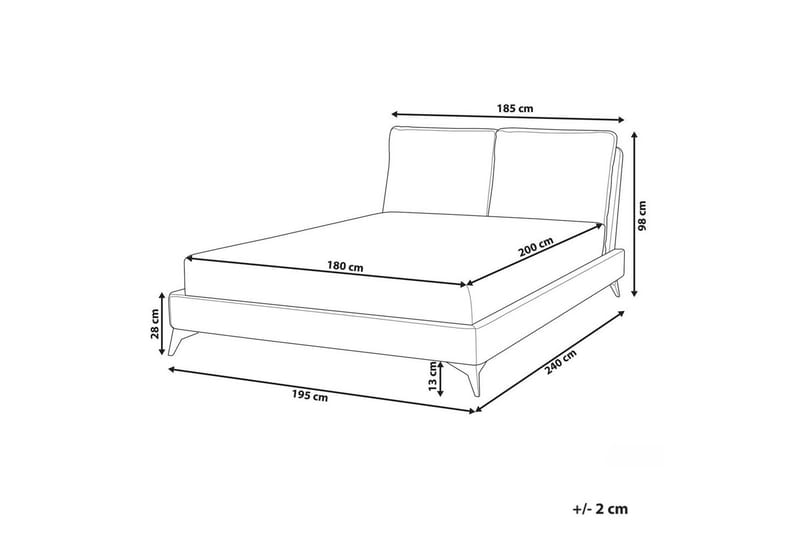 Seng med lamelramme Melle - Hvid, Sort/Bouclé, Hvid, Sort/bouclé, 180x200 cm - Møbler - Senge - Sengeramme & sengestel