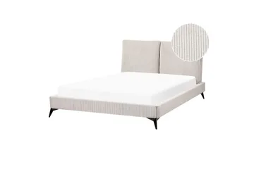 Seng med lamelramme Melle - Lysebeige/Fløjl, Lys beige/Fløjl, 140x200 cm - Møbler - Senge - Sengeramme & sengestel